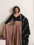 Women's Arabian Glamour Gold Metallic Sharara with Velvet Blouse and Beaded Black Shawl 3 Piece Set | Sharara, V Neck, Full Sleeve, Shawl, Festive Wear, (Metallic Velvet)