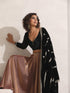 Women's Arabian Glamour Gold Metallic Sharara with Velvet Blouse and Beaded Black Shawl 3 Piece Set | Sharara, V Neck, Full Sleeve, Shawl, Festive Wear, (Metallic Velvet)