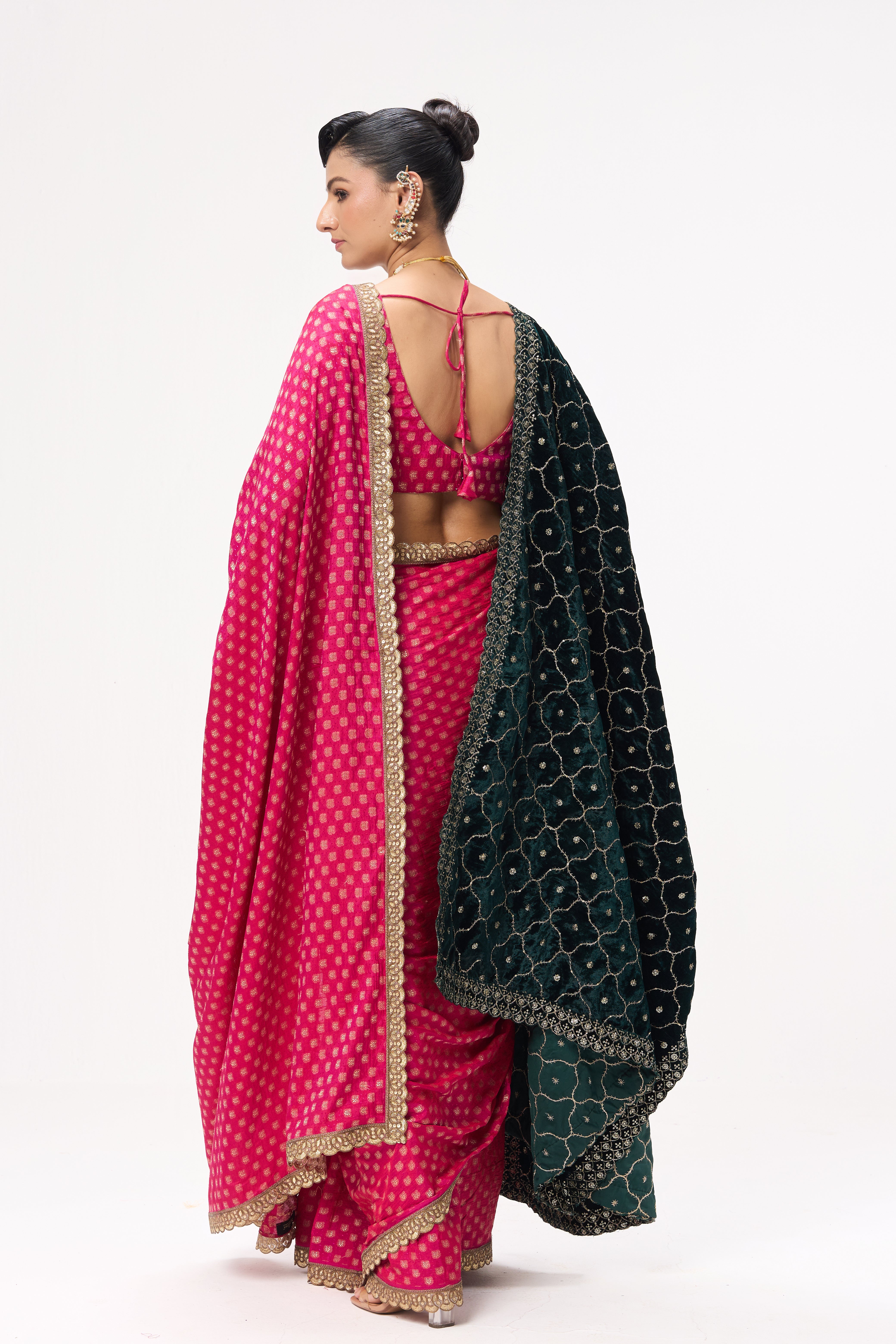 Green Jaal Embroidered Velvet Shawl