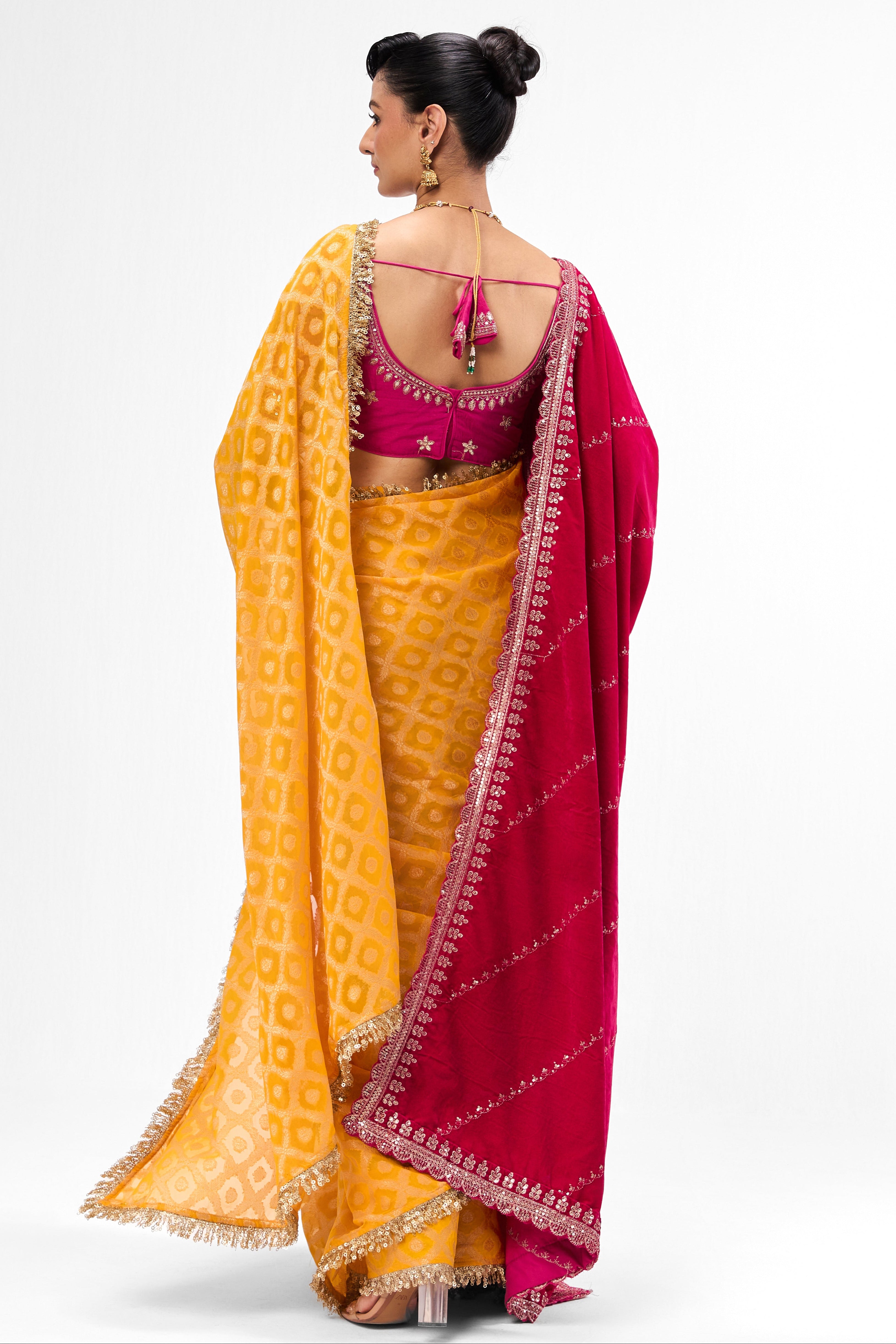 Fuschia Diagonal Stripes Velvet Embroidered Shawl