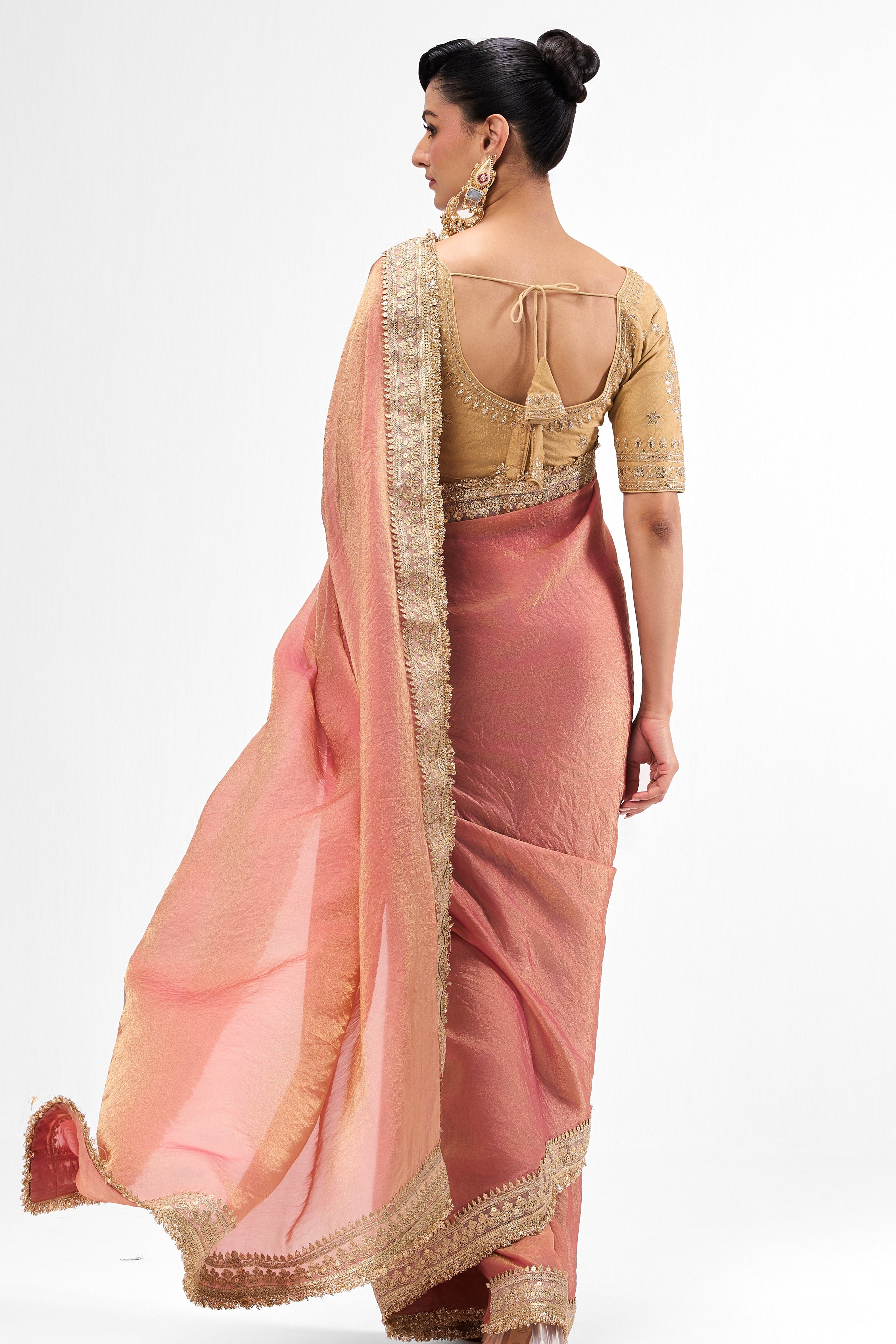 Cream Embroidered Sabya Blouse – Free-Size Adjustable 32 – 40 inches