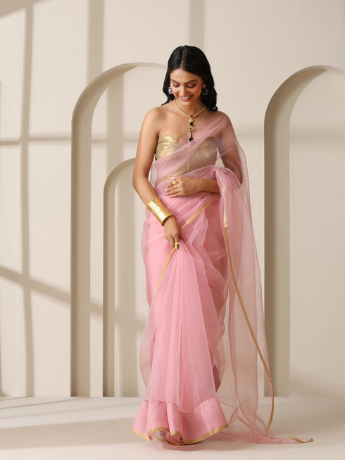 Pink Cloud Organza Saree