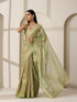 Lemon Green Banarasi Tissue Saree with Blouse Fabric
