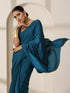 La Azure Crepe Saree with Beads on Pallu and Self Blouse Fabric