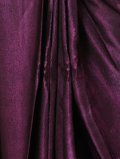 Punk Couture Purple Saree With Self Fabric Blouse