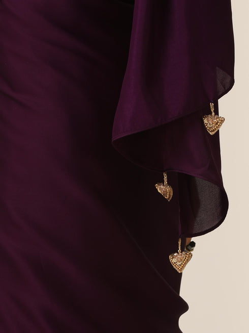 Purple Rain Satin Saree with Blouse Fabric
