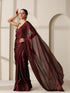 Chocolate Chiffon Saree with Gold Chocolate Blouse Fabric