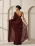 Chocolate Chiffon Saree with Gold Chocolate Blouse Fabric