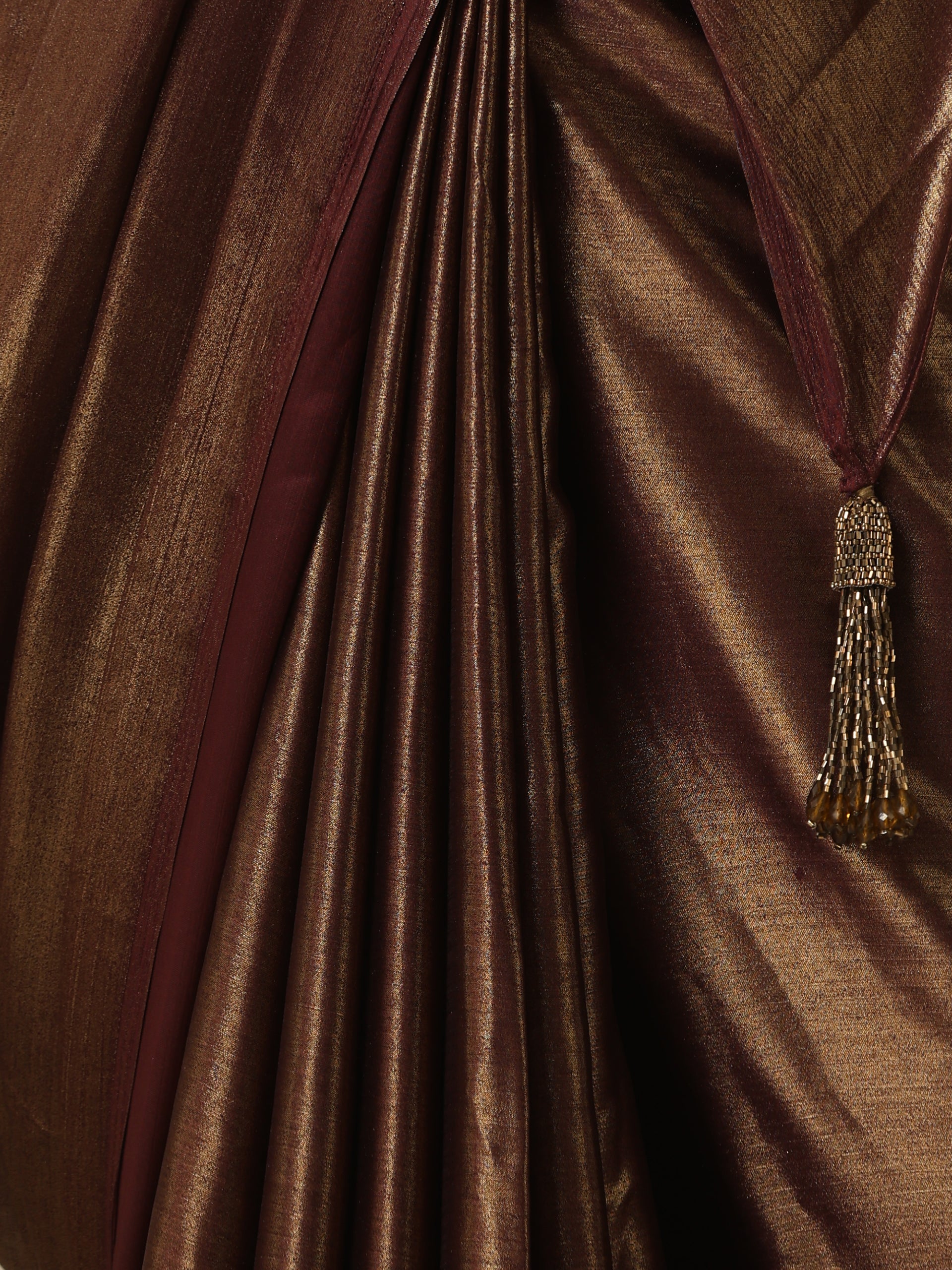 Gold Chocolate Chiffon Saree with Blouse Fabric