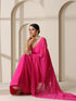 Fuchsia Rahet Hand Chikankari Saree with Blouse Fabric
