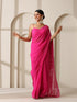 Fuchsia Rahet Hand Chikankari Saree with Blouse Fabric