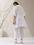 Women's White Cotton Top with Japanese Overlap & Pearl Detailing | 1 Pc, Elegant Fusion Wear, Minimal Chic