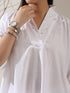 Women's White Cotton Top with Japanese Overlap & Pearl Detailing | 1 Pc, Elegant Fusion Wear, Minimal Chic