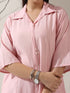 Women's Pink AirSkin Paneled Kurta with Triangle Beads and Pants | 2 Pc Set, Lightweight Ethnic Co-ord, Elegant Everyday Wear