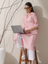 Women's Pink AirSkin Paneled Kurta with Triangle Beads and Pants | 2 Pc Set, Lightweight Ethnic Co-ord, Elegant Everyday Wear
