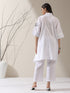 2-Piece White Kurta Set for Women – Japanese Embroidered Noughts & Crosses Design with Matching Pants