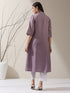 Women's Lilac Prf't Lux Paneled Collar Kurta with Freshwater Pearls & Pants | 2 Pc Set, Luxe Ethnic Co-ord, Elegant Festive Wear
