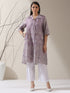 Women's Lilac Lux Beetal Schiffli Kurta with Pants | 2 Pc Set, All-Over Embroidery, Collar Panel, Soft Cotton Ethnic Co-ord