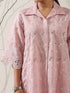 Women's Pink AirSkin Beetal Schiffli Kurta with Paneled Collar & Pants | 2 Pc Set, Lightweight Ethnic Co-ord, Elegant Embroidered Wear
