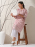 Women's Pink AirSkin Beetal Schiffli Kurta with Paneled Collar & Pants | 2 Pc Set, Lightweight Ethnic Co-ord, Elegant Embroidered Wear