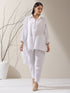 2-Piece White AirSkin Long Shirt Set for Women – Zip-Front Design with Adjustable Sleeves & Matching Pants