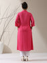 Women's Pink Viscose Paneled Kurta with Pearl-Embellished Collar & Pants | 2 Pc Set, Elegant Ethnic Co-ord, Soft Festive Wear