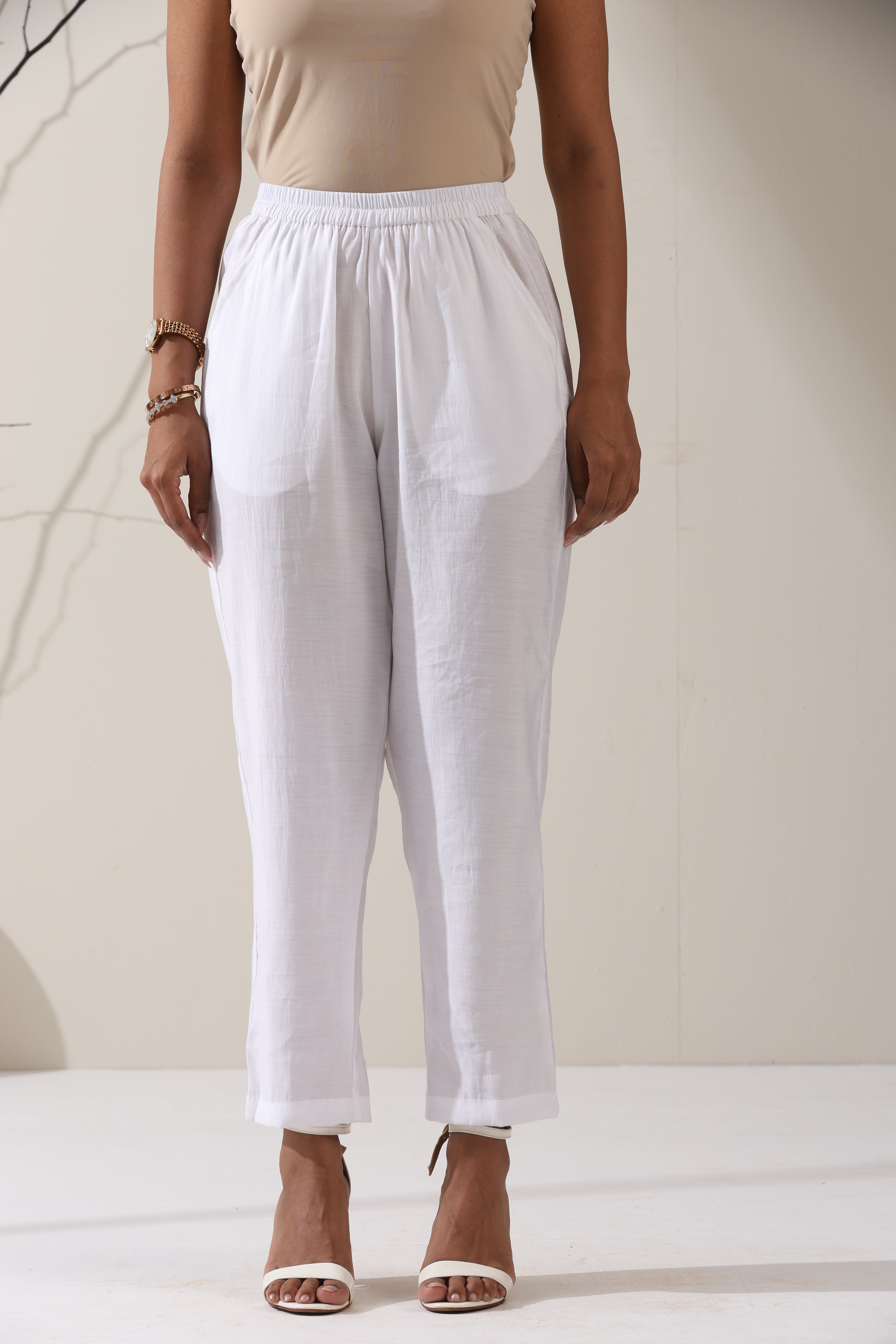 2-Piece White Cotton Kurta with Black Heart and Pants– Pearl Embellished Detailing with Matching Pants | Elegant Ethnic Co-ord
