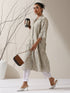 2-Piece Sage Green Lux Schiffli Kurta Set for Women – Embroidered Panelled Collar Design with White Cotton Pants