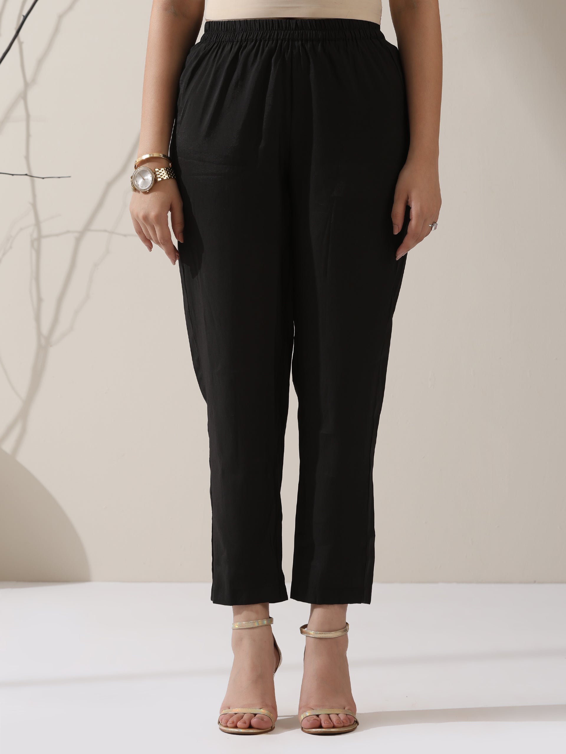 Women's Ombre'Rarity Chiffon Long Zip Shirt with Adjustable Sleeves & Black Pants | 2 Pc Set, Flowing Fusion Co-ord, Elegant Contemporary Wear