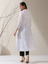 Women's White Cotton Kurta with Black Trims & Crochet Buttons and Pants | 2 Pc Set, Minimal Chic Ethnic Co-ord