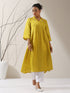 Women's Yellow Prf't Lux Bib Collar Kurta with Bead Detailing & Pants | 2 Pc Set, Luxe Ethnic Co-ord, Elegant Festive Ensemble