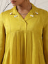 Women's Yellow Prf't Lux Bib Collar Kurta with Bead Detailing & Pants | 2 Pc Set, Luxe Ethnic Co-ord, Elegant Festive Ensemble
