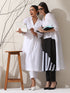 Black & White Triangle Kurta Set for Women – 2-Piece Striped Kurta with Pants | Indo-Western Ethnic Wear