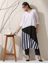 Black & White Triangle Kurta Set for Women – 2-Piece Striped Kurta with Pants | Indo-Western Ethnic Wear
