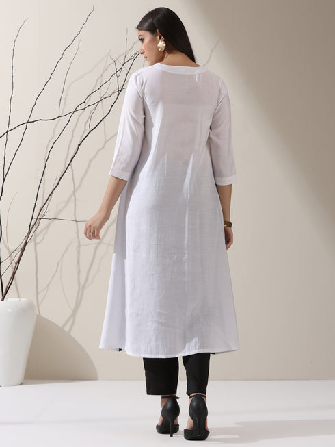 Black & White Triangle Kurta Set for Women – 2-Piece Striped Kurta with Pants | Indo-Western Ethnic Wear
