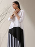 Black & White Triangle Kurta Set for Women – 2-Piece Striped Kurta with Pants | Indo-Western Ethnic Wear