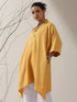 Women's Mellow Linen Blend Top with Japanese Overlap & Hand Stitching | 1 Pc, Artisanal Detail, Contemporary Minimal Wear