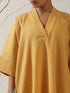 Women's Mellow Linen Blend Top with Japanese Overlap & Hand Stitching | 1 Pc, Artisanal Detail, Contemporary Minimal Wear