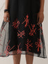 Women's Black Embroidered Net Overlay with Black Dress | 2 Pc Set, Noughts & Crosses Design, Elegant Layered Look