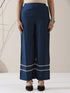 Women's Navy AirSkin V-Neck Kurta with Lace Insets & Pants | 2 Pc Set, Soft & Elegant Ethnic Co-ord, Comfortable Everyday Wear