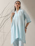 2-Piece Blue AirSkin Kurta Set for Women – Japanese-Inspired Design with Pearl Detailing & Matching Pants