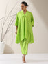 2-Piece Sinful Green Kurta Set for Women – Japanese-Inspired Design with Silver Beads & Matching Pants | Elegant Ethnic Co-ord