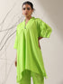 2-Piece Sinful Green Kurta Set for Women – Japanese-Inspired Design with Silver Beads & Matching Pants | Elegant Ethnic Co-ord