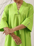 2-Piece Sinful Green Kurta Set for Women – Japanese-Inspired Design with Silver Beads & Matching Pants | Elegant Ethnic Co-ord