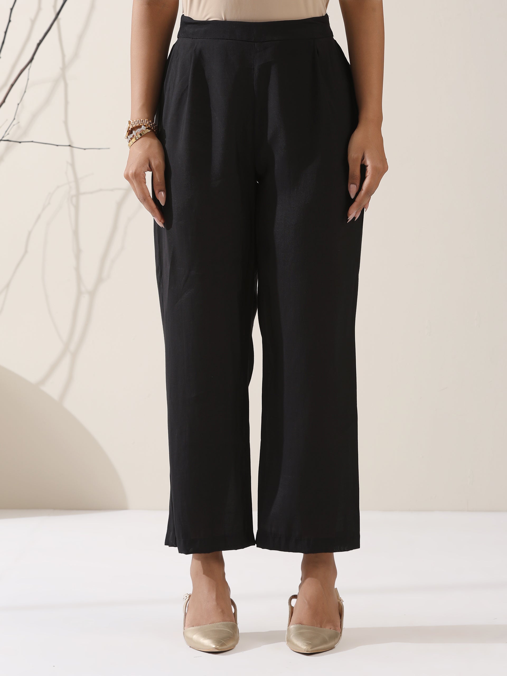 Women's Grey & Black Triangle Kurta with Striped Detailing and Pants | 2 Pc Set, Modern Ethnic Co-ord, Contemporary Color Block Style