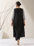 Women's Grey & Black Triangle Kurta with Striped Detailing and Pants | 2 Pc Set, Modern Ethnic Co-ord, Contemporary Color Block Style