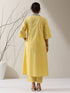 Women's Sun Glow Cotton Paneled Kurta with Printed Collar & Pants | 2 Pc Set, Bright Ethnic Co-ord, Easy & Stylish Daywear