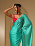 Turq Blue Soft Chiffon Saree with Fuchsia Blouse Fabric