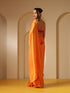 Orange Soft Chiffon Saree with Fuchsia Blouse Fabric