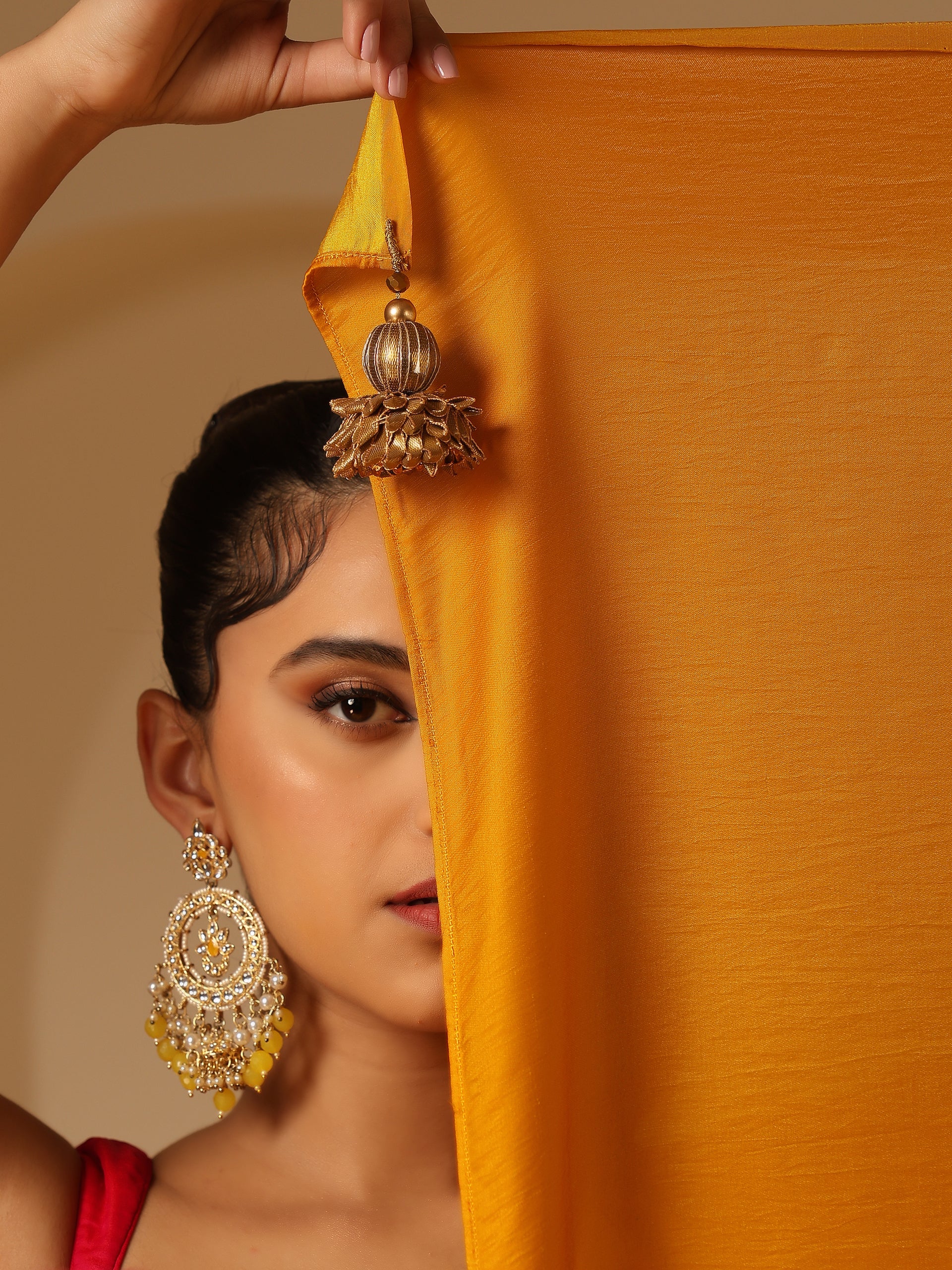Haldi Yellow Dual Shade Satin Saree with Fuchsia Satin Blouse Fabric
